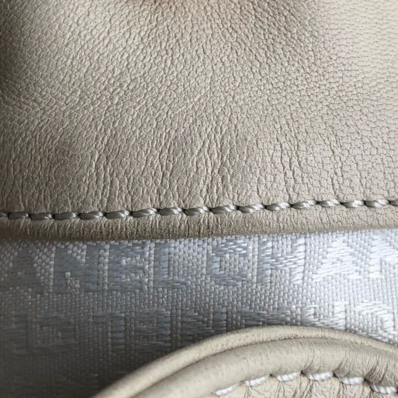 Chanel Drawstring Shoulder Bag Lambskin Chain Silver Hardware White Beige  Bucket Bag