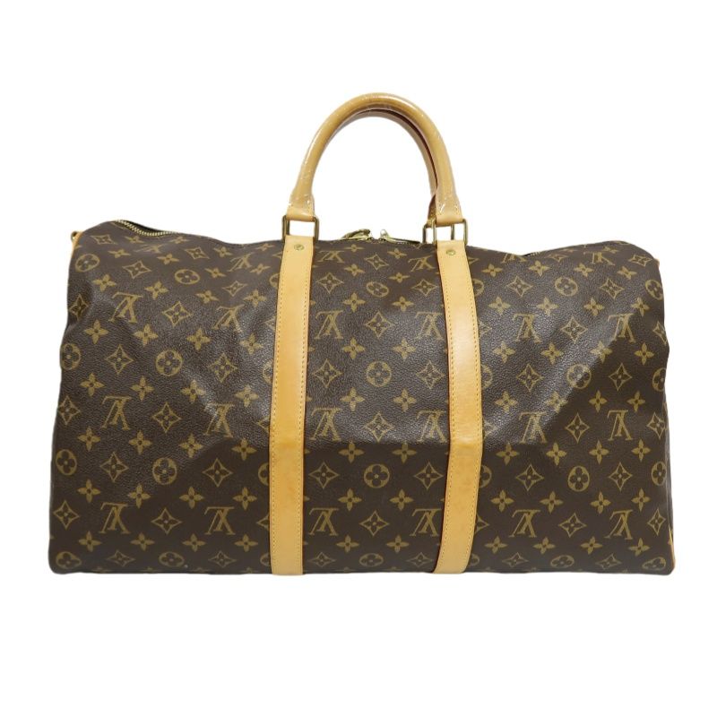LOUIS VUITTON Keepall Bandouliere 50 Monogram Boston Bag, Brown. Includes padlock, shoulder strap, name tag and poignet. No keys. LV Monogram PVC Keepall 50 travel duffel bag, handbag.