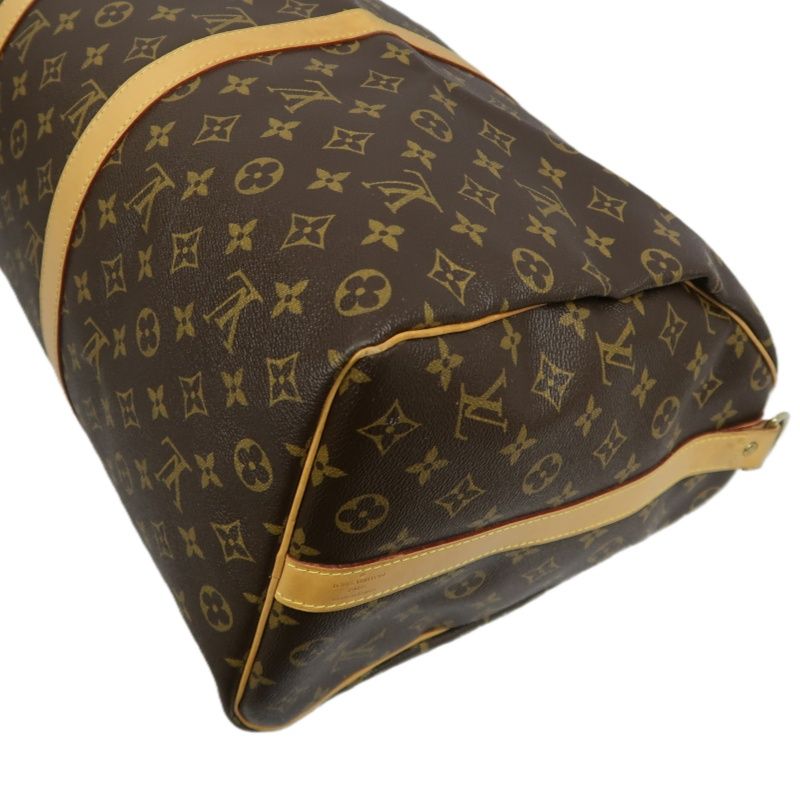 LOUIS VUITTON Keepall Bandouliere 50 Monogram Boston Bag, Brown. Includes padlock, shoulder strap, name tag and poignet. No keys. LV Monogram PVC Keepall 50 travel duffel bag, handbag.