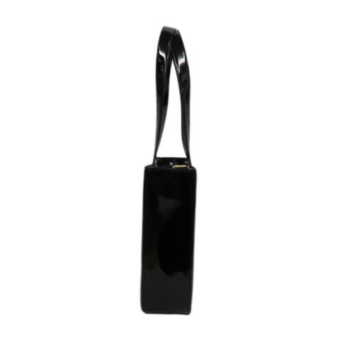 CHANEL Handbag, Patent Leather, Logo Embellished, Black, With Dust Bag