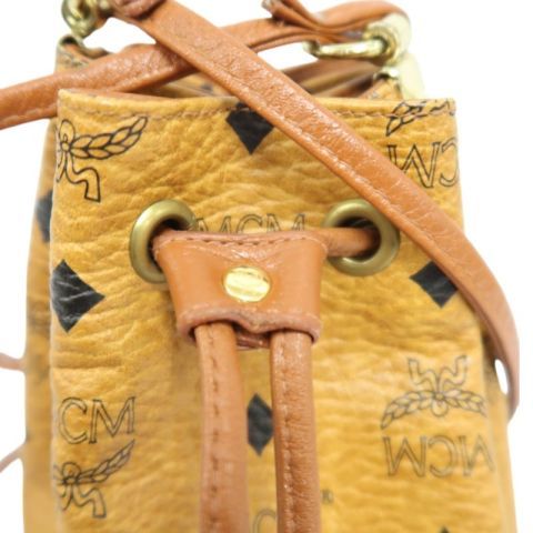MCM Visetos Drawstring Bucket Shoulder Bag