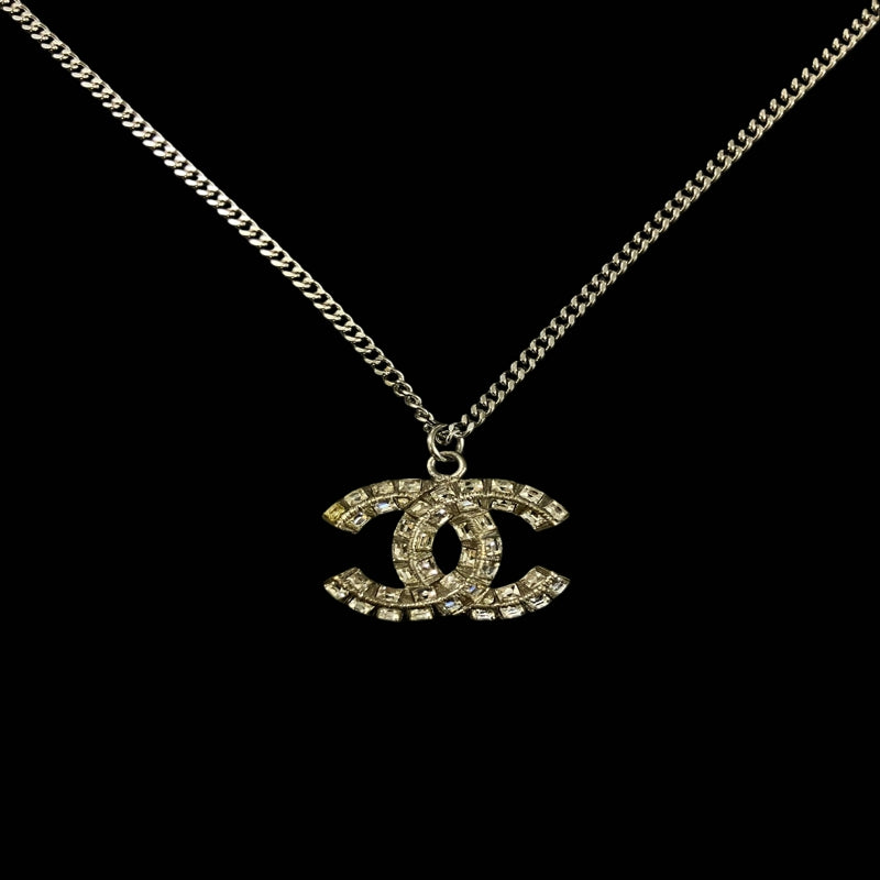 CHANEL necklace, Coco Mark, rhinestones, silver-tone alloy hardware, B13P