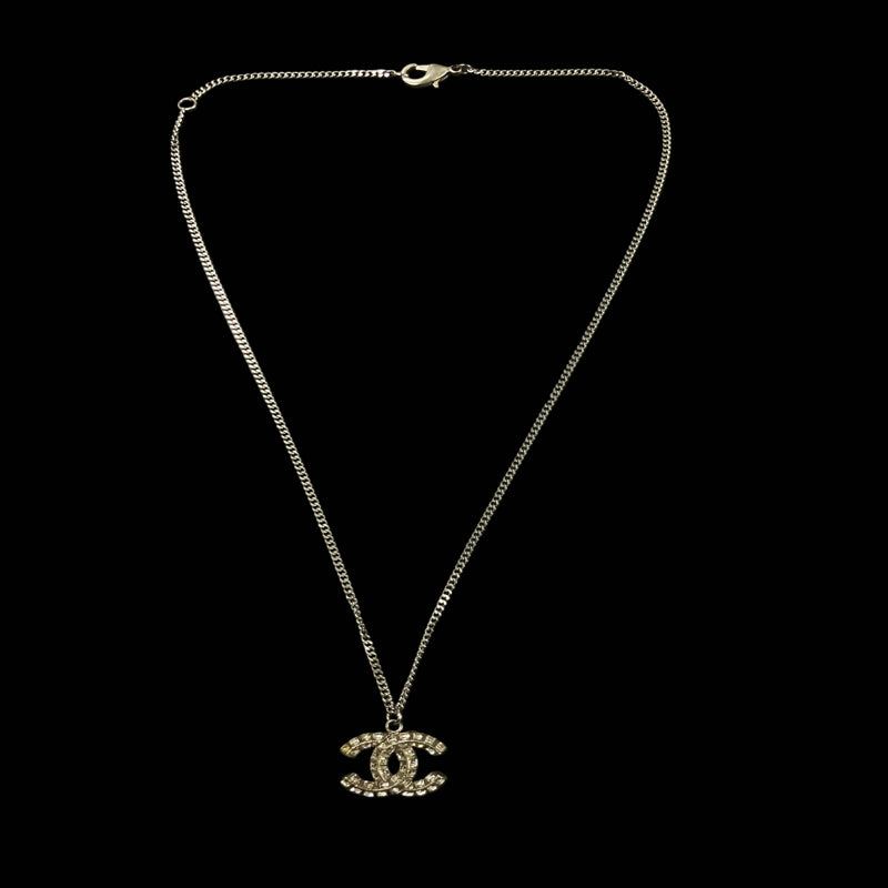 CHANEL necklace, Coco Mark, rhinestones, silver-tone alloy hardware, B13P