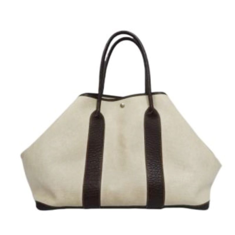Hermes Beige Toile Ash Garden Party Tote Handbag
