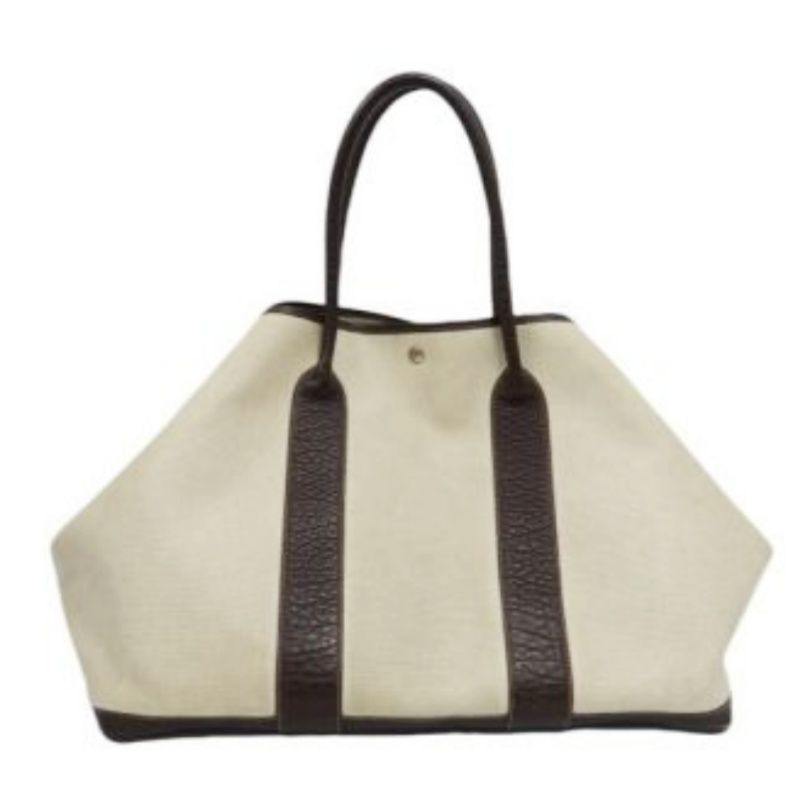 Hermes Beige Toile Ash Garden Party Tote Handbag