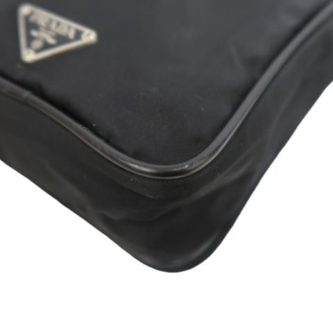 Prada Nylon Shoulder Bag in Black with Silver Hardware