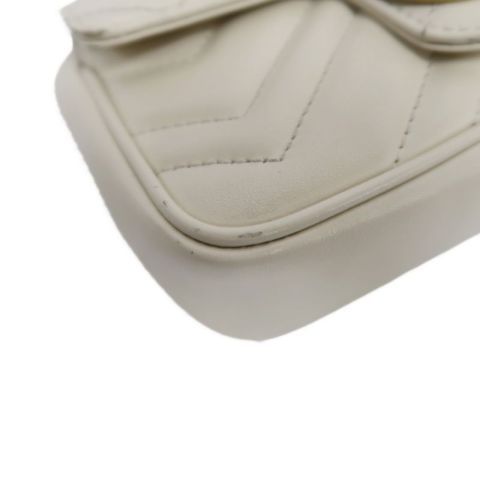 Gucci GG Marmont Quilted Super Mini Shoulder Bag, Off-White Lambskin with Gold-Tone Hardware, Crossbody &amp; Single Shoulder Carry