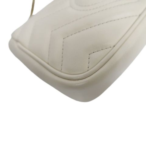 Gucci GG Marmont Quilted Super Mini Shoulder Bag, Off-White Lambskin with Gold-Tone Hardware, Crossbody &amp; Single Shoulder Carry