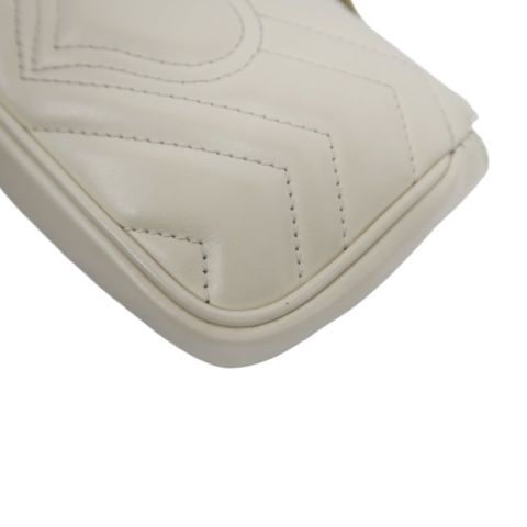 Gucci GG Marmont Quilted Super Mini Shoulder Bag, Off-White Lambskin with Gold-Tone Hardware, Crossbody &amp; Single Shoulder Carry