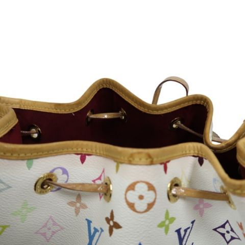 LOUIS VUITTON (LV) Multicolore Petit Noe White Drawstring Bucket Shoulder Bag