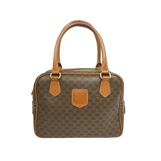 CELINE Macadam 2-Way Mini Boston Bag Brown Coated Canvas - W/ Shoulder Strap