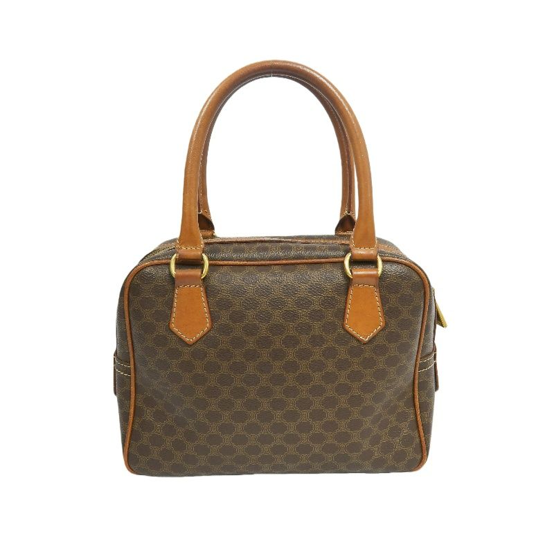 CELINE Macadam 2-Way Mini Boston Bag Brown Coated Canvas - W/ Shoulder Strap