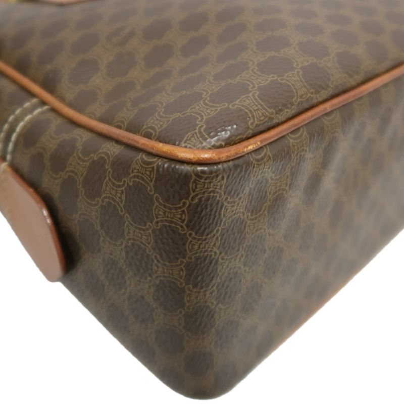 CELINE Macadam 2-Way Mini Boston Bag Brown Coated Canvas - W/ Shoulder Strap