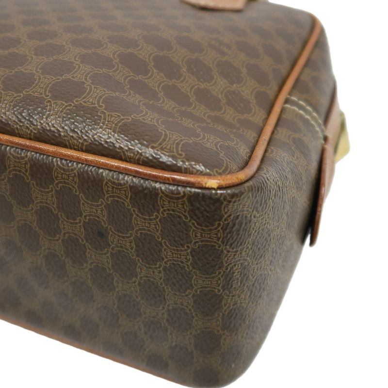 CELINE Macadam 2-Way Mini Boston Bag Brown Coated Canvas - W/ Shoulder Strap