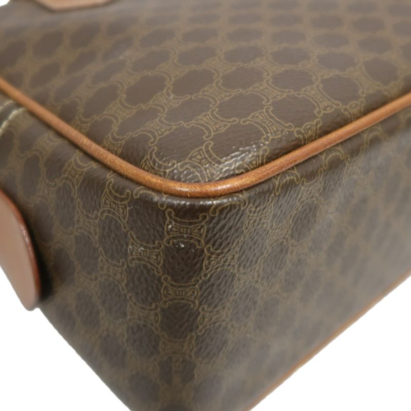 CELINE Macadam 2-Way Mini Boston Bag Brown Coated Canvas - W/ Shoulder Strap