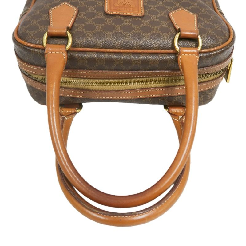 CELINE Macadam 2-Way Mini Boston Bag Brown Coated Canvas - W/ Shoulder Strap