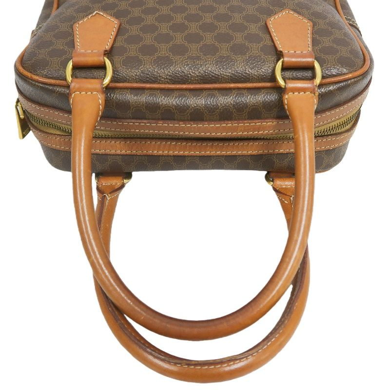 CELINE Macadam 2-Way Mini Boston Bag Brown Coated Canvas - W/ Shoulder Strap