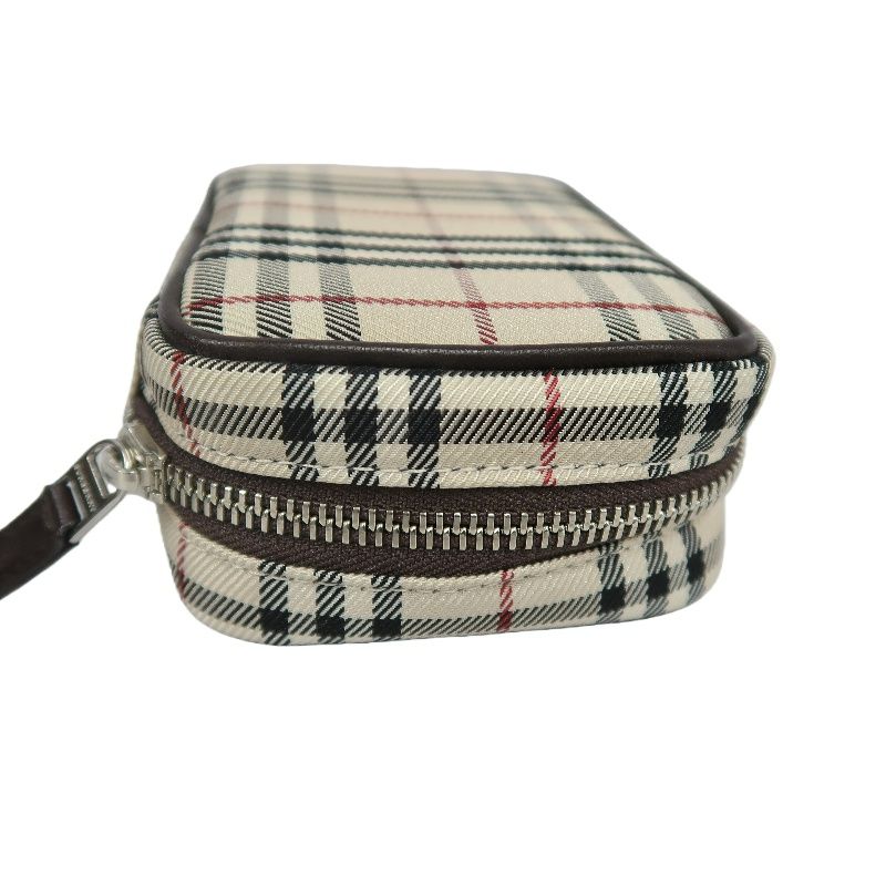 BURBERRY Nova Check Pouch, Beige, Stripe PVC