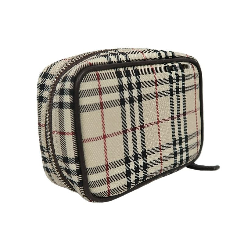 BURBERRY Nova Check Pouch, Beige, Stripe PVC