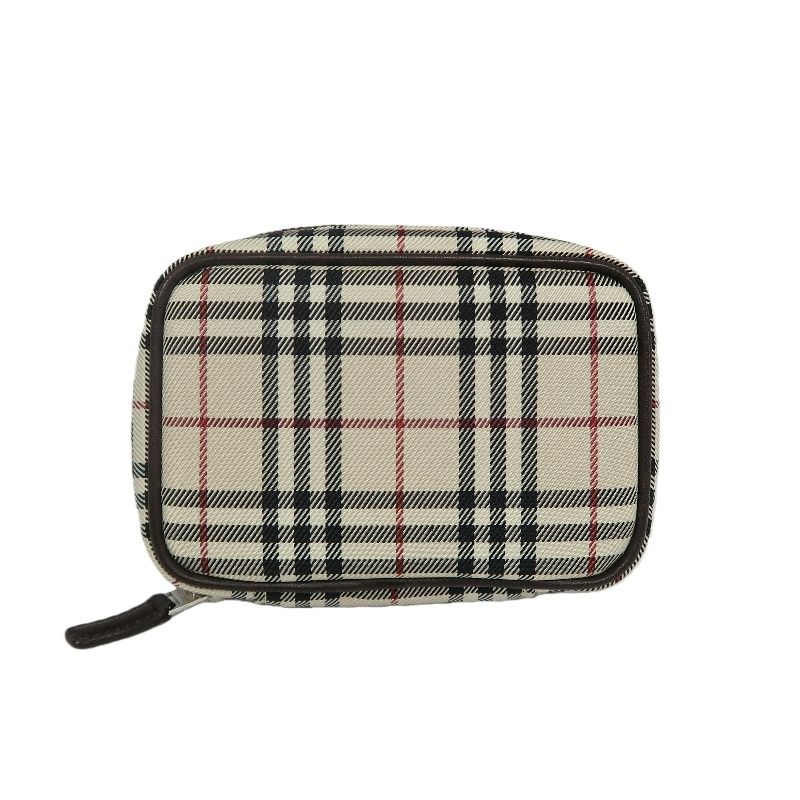 BURBERRY Nova Check Pouch, Beige, Stripe PVC