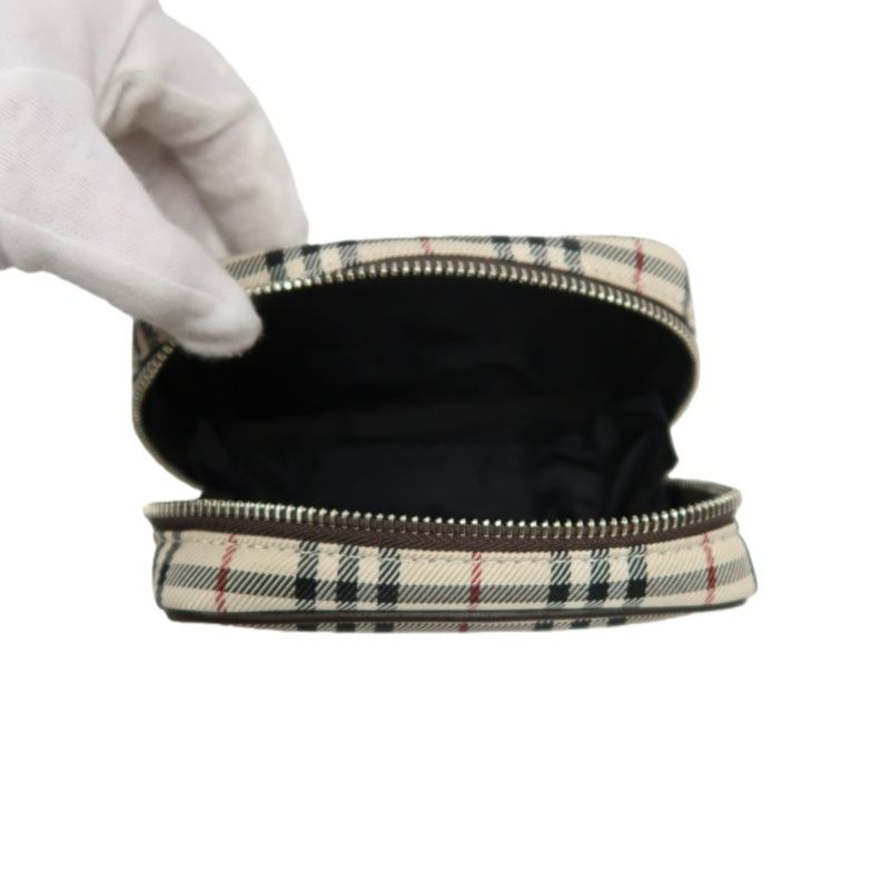 BURBERRY Nova Check Pouch, Beige, Stripe PVC