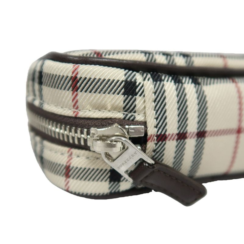 BURBERRY Nova Check Pouch, Beige, Stripe PVC