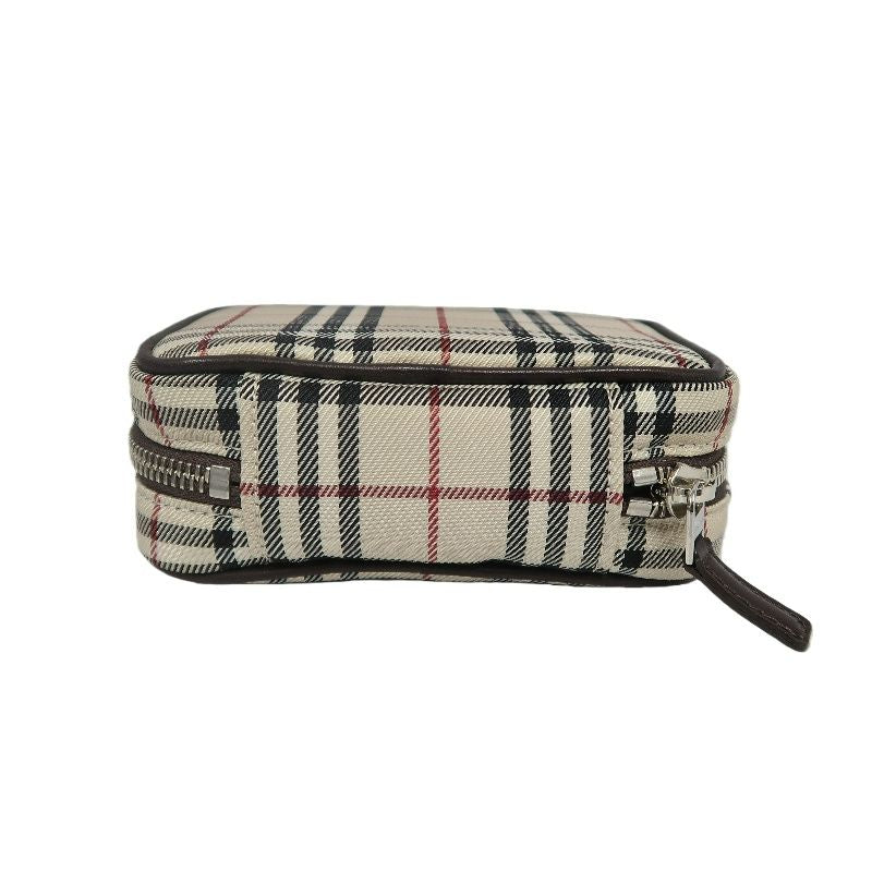 BURBERRY Nova Check Pouch, Beige, Stripe PVC