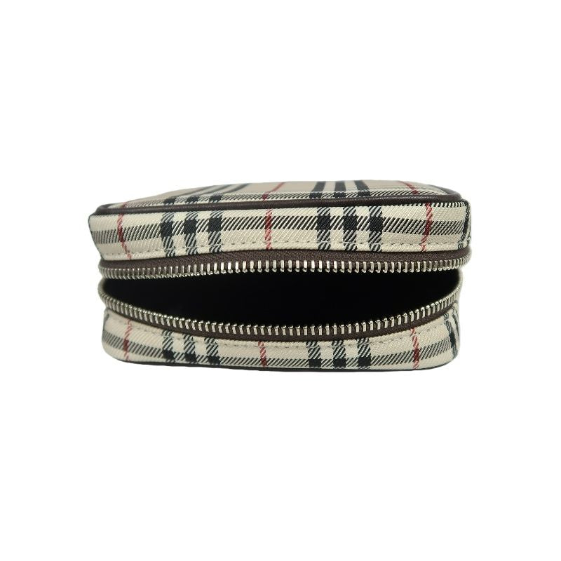 BURBERRY Nova Check Pouch, Beige, Stripe PVC