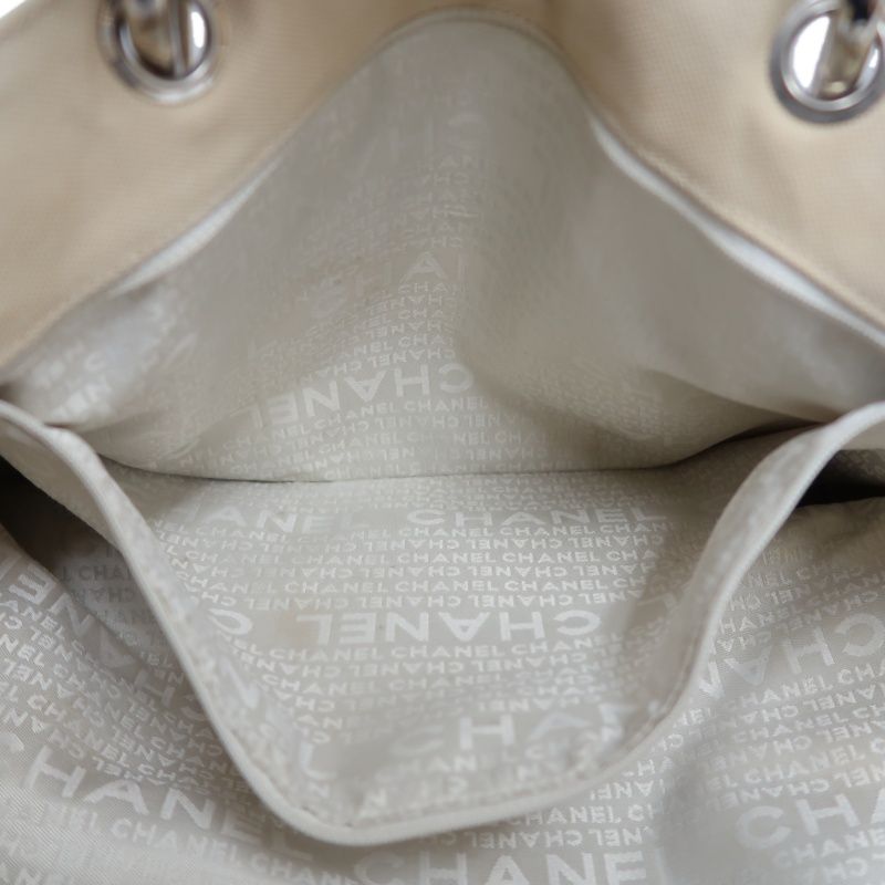 CHANEL Beige Canvas Tote Bag - W/ Guarantee Card & No.5 Charm