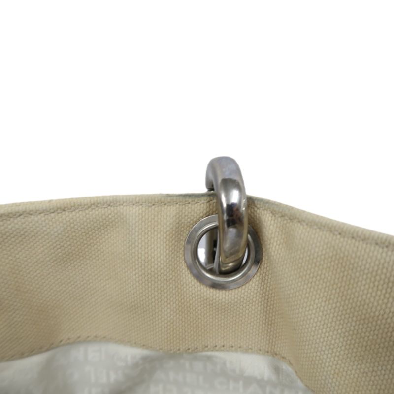 CHANEL Beige Canvas Tote Bag - W/ Guarantee Card & No.5 Charm