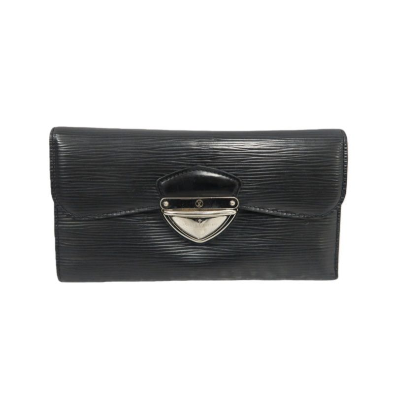 LOUIS VUITTON Black Epi Leather Long Wallet (Silver Hardware, With Dust Bag)