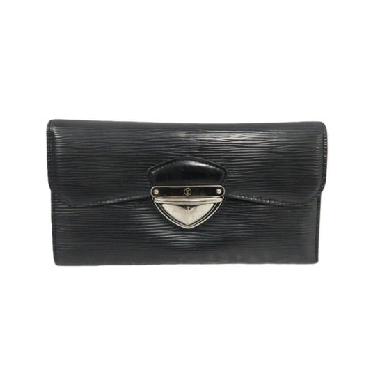 LOUIS VUITTON Black Epi Leather Long Wallet (Silver Hardware, With Dust Bag)