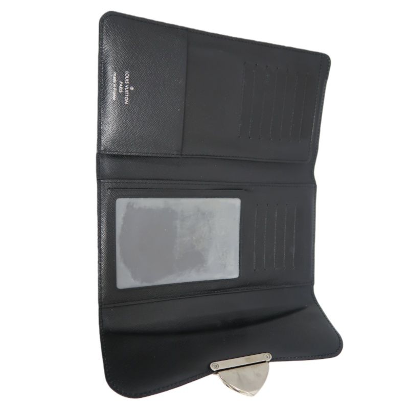 LOUIS VUITTON Black Epi Leather Long Wallet (Silver Hardware, With Dust Bag)