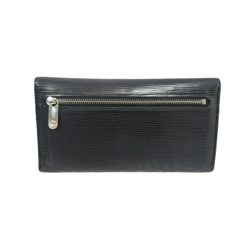 LOUIS VUITTON Black Epi Leather Long Wallet (Silver Hardware, With Dust Bag)