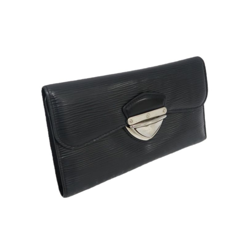 LOUIS VUITTON Black Epi Leather Long Wallet (Silver Hardware, With Dust Bag)