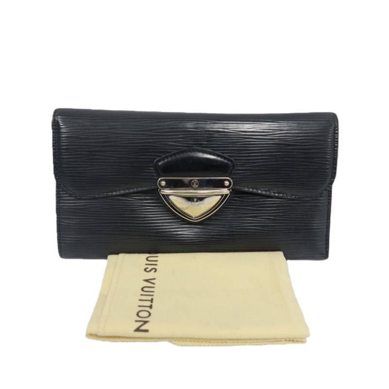 LOUIS VUITTON Black Epi Leather Long Wallet (Silver Hardware, With Dust Bag)