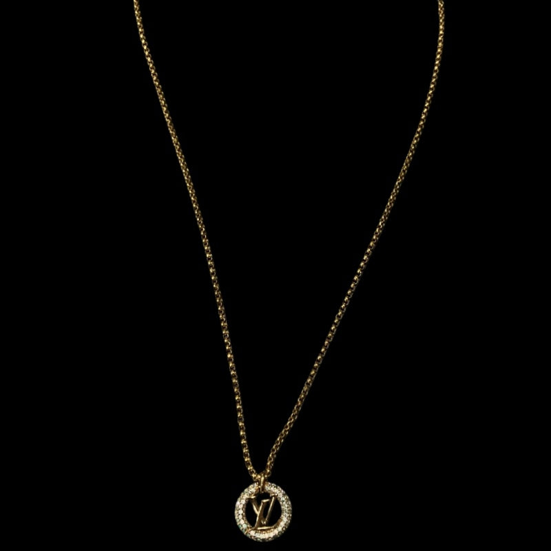 LOUIS VUITTON Louise By Night Necklace, Rhinestones, Gold-tone Metal Fittings, Comes with Original Box & Dust Bag