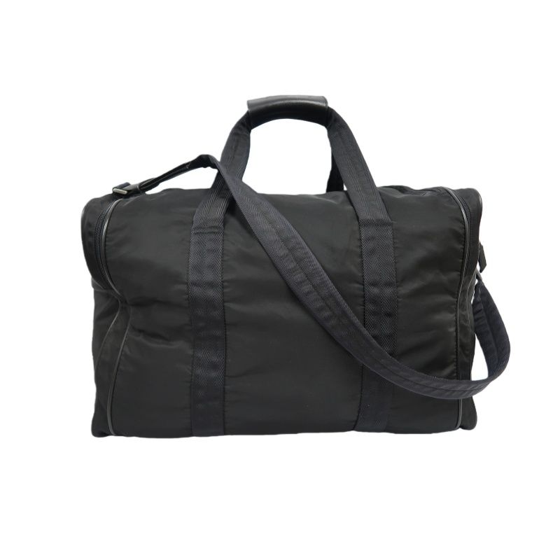 PRADA Black Nylon Boston Bag (Pocono, With Padlock & 2 Keys, Shoulder Strap, Name Tag, Cloche)