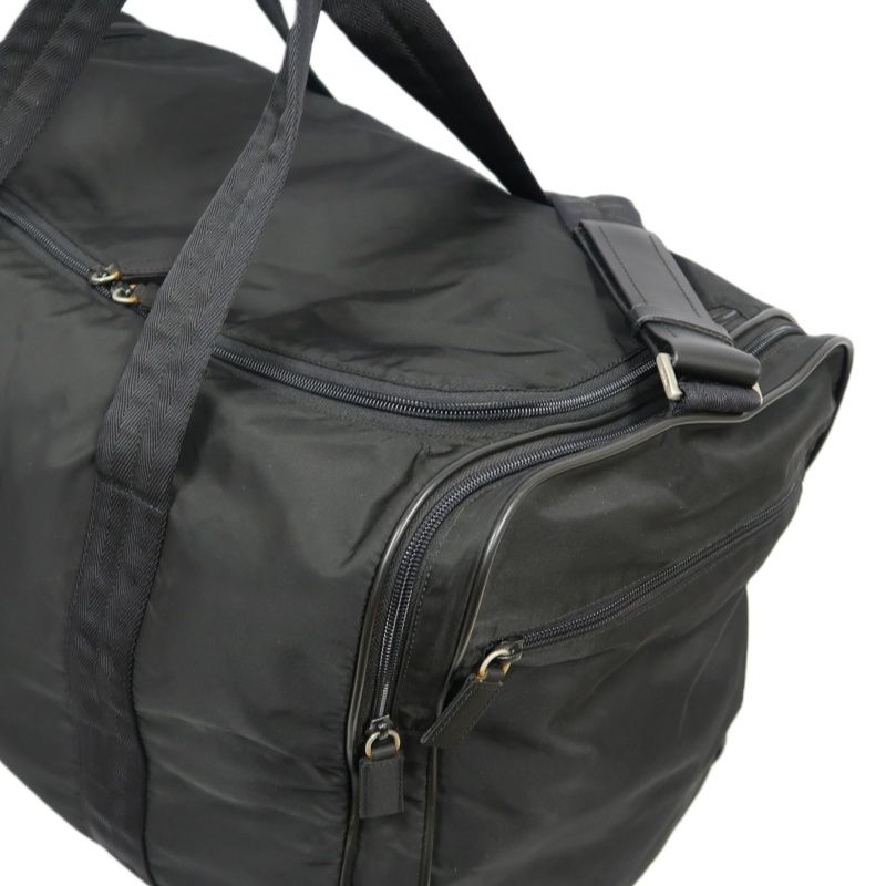 PRADA Black Nylon Boston Bag (Pocono, With Padlock & 2 Keys, Shoulder Strap, Name Tag, Cloche)