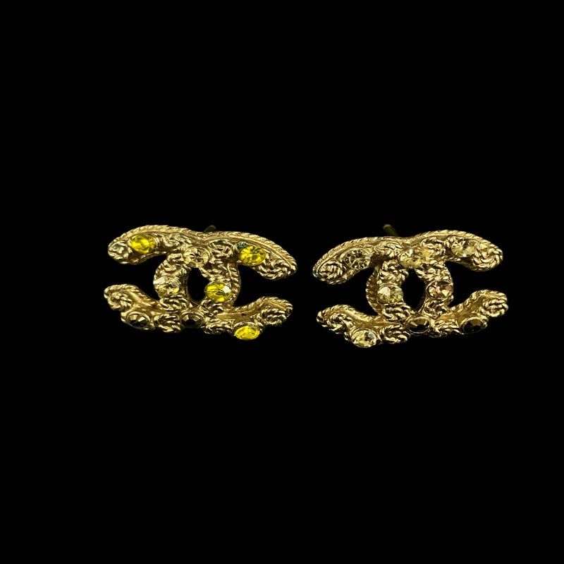CHANEL earrings, gold-tone alloy hardware, logo design