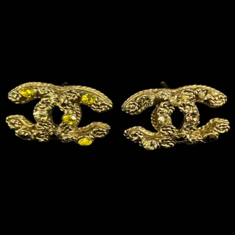 CHANEL earrings, gold-tone alloy hardware, logo design