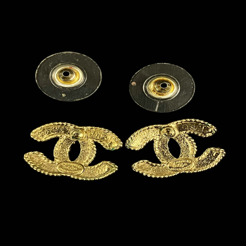 CHANEL earrings, gold-tone alloy hardware, logo design