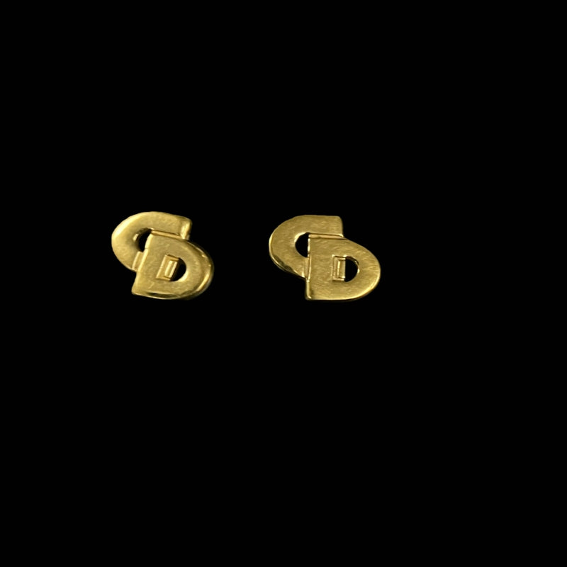 DIOR CD Logo Stud Earrings, Gold-tone Metal Fittings, Gold Alloy