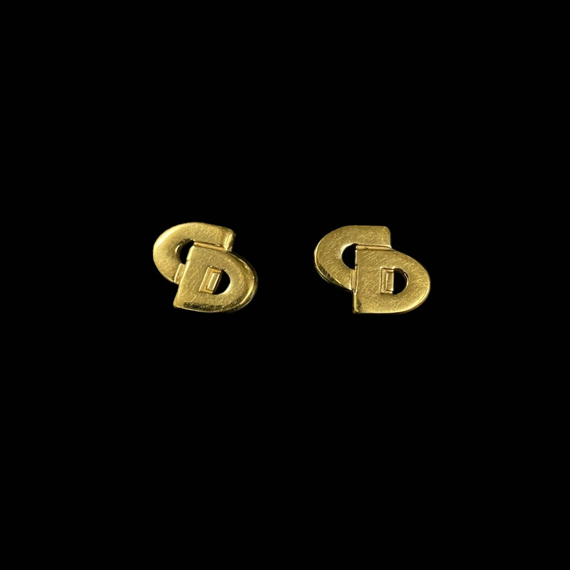 DIOR CD Logo Stud Earrings, Gold-tone Metal Fittings, Gold Alloy