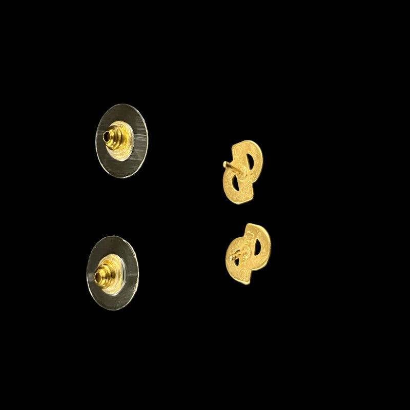 DIOR CD Logo Stud Earrings, Gold-tone Metal Fittings, Gold Alloy