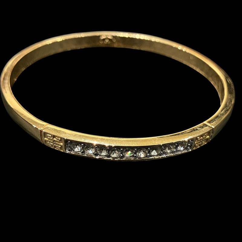 GIVENCHY Gold Tone Crystal Bangle
