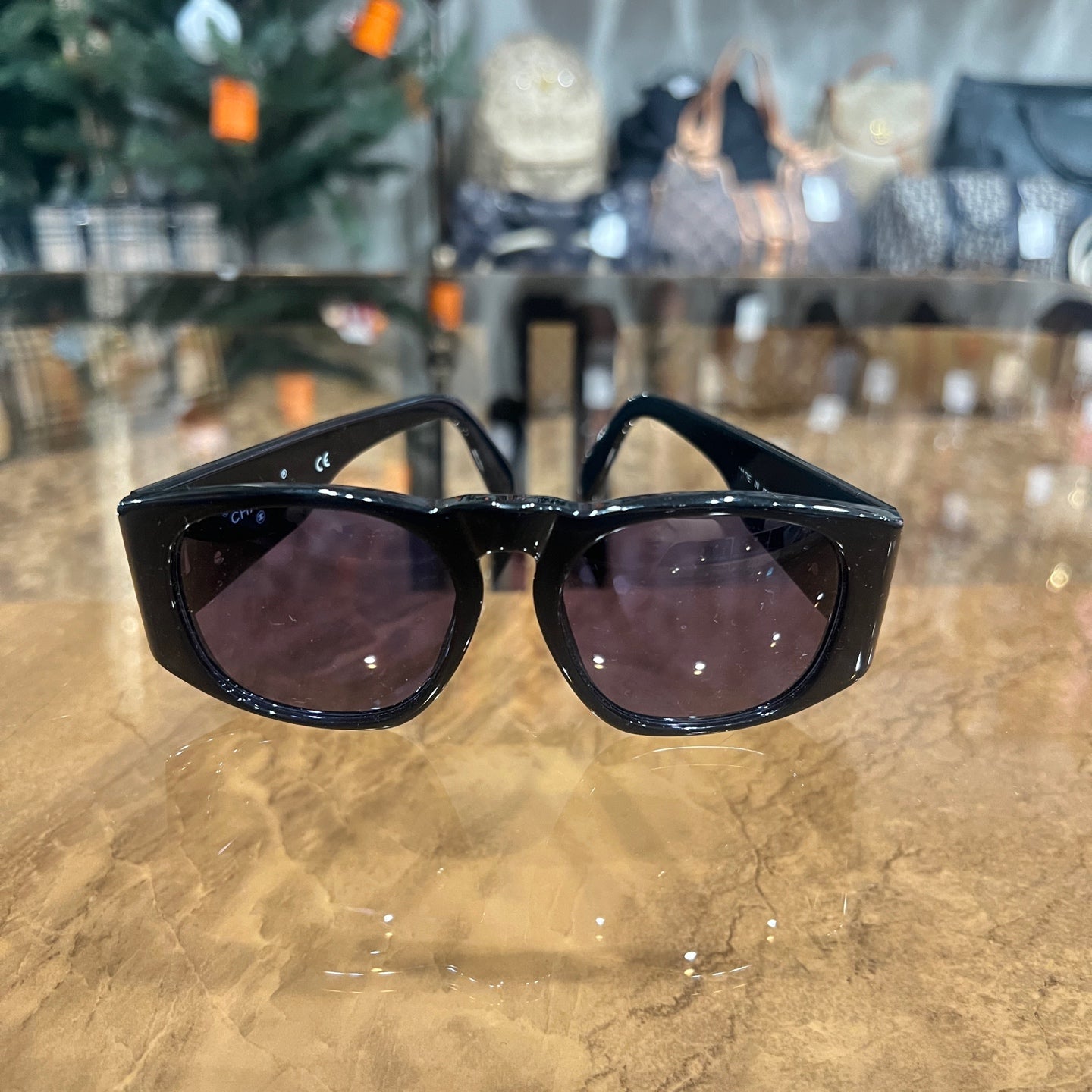 CHANEL Sunglasses Black Resin Frame With Original Case
