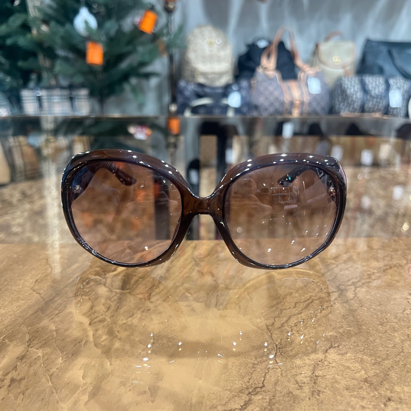 DIOR Sunglasses Brown Resin Frame With Original Case