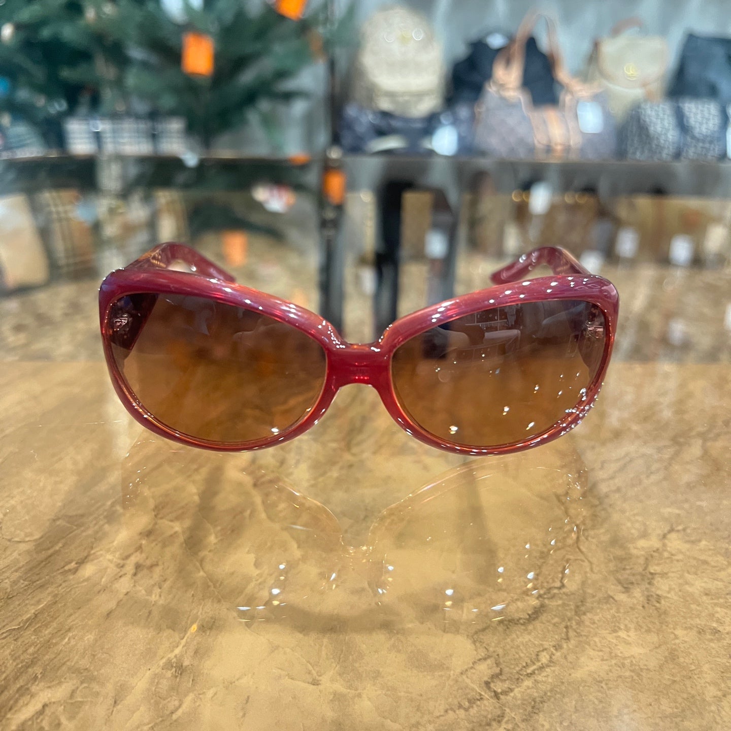 DIOR sunglasses, red resin frame, with dust bag