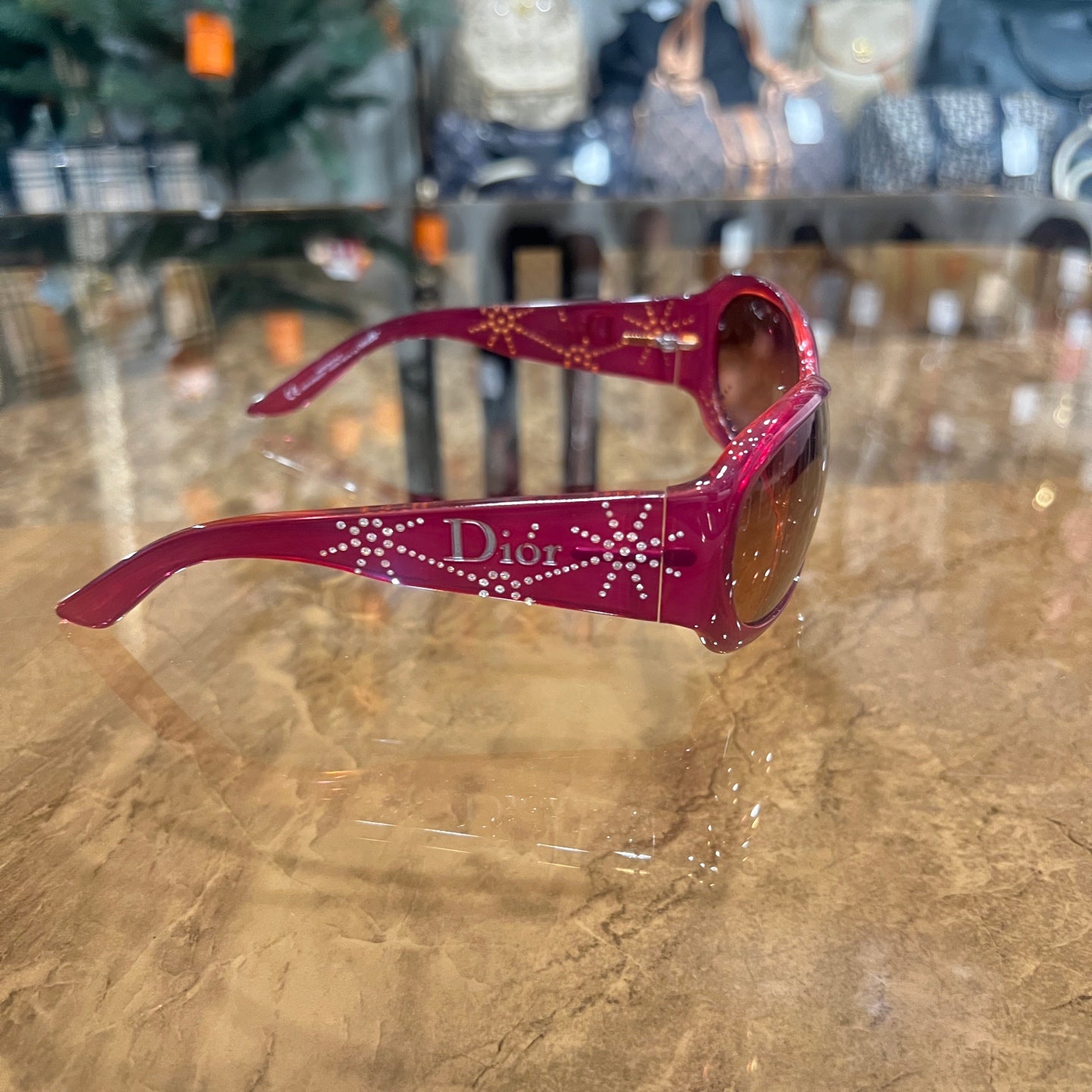 DIOR sunglasses, red resin frame, with dust bag